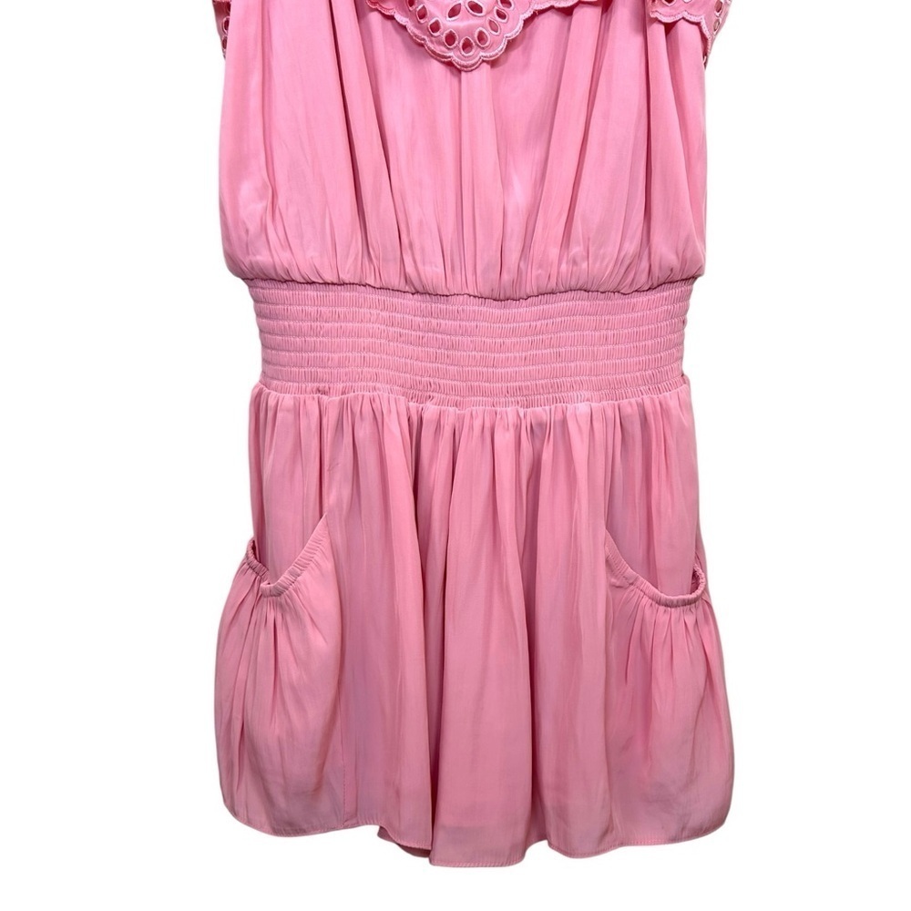 Ramy Brook NWT Women’s ‘Ellen’ Romper Ruffles Eyelet Feminine Pink Tulip X-Small - Picture 5 of 13